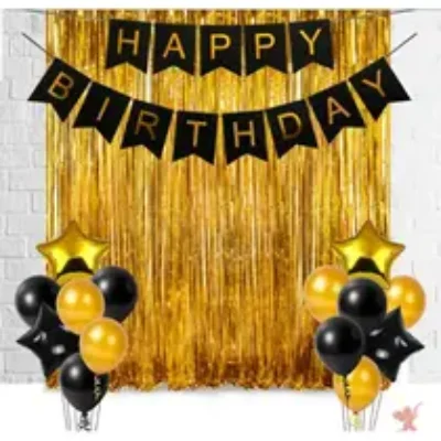 17Pcs Happy Birthday Golden Foil Curtain