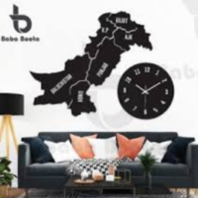 Pakistan Map Wooden Wall Clock