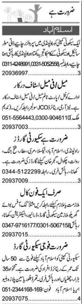 Fauji Security Guard & Electrician Jobs 2024