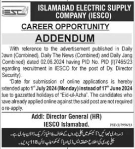 Vacancy Available At Islamabad Electric Supply Company IESCO