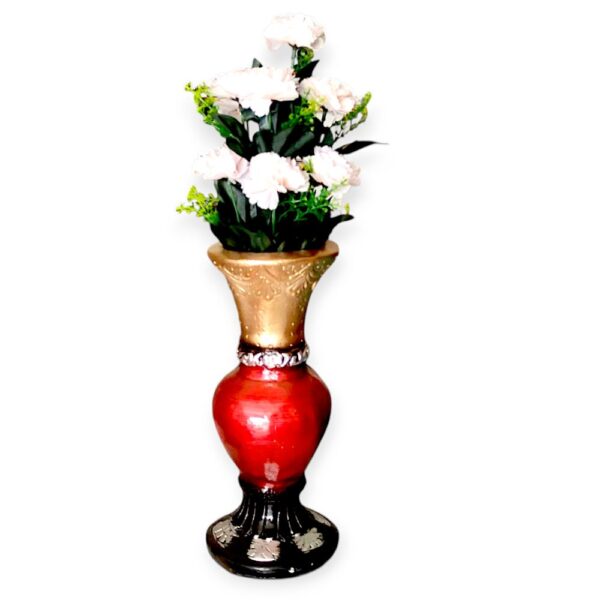 WHITE FLOWERS WITH ORANGE VASE