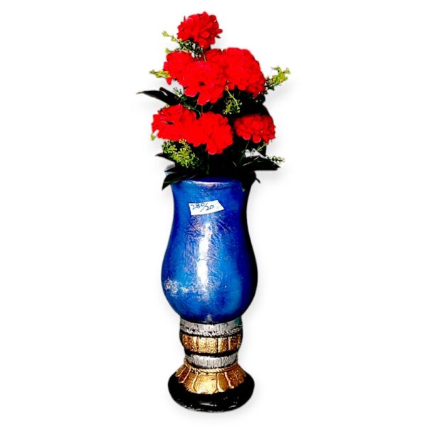 RED FLOWERS WITH BLUE VASE