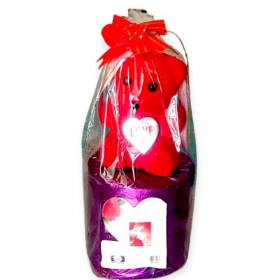 RED BEAR WITH PERPULE ROUND STAND