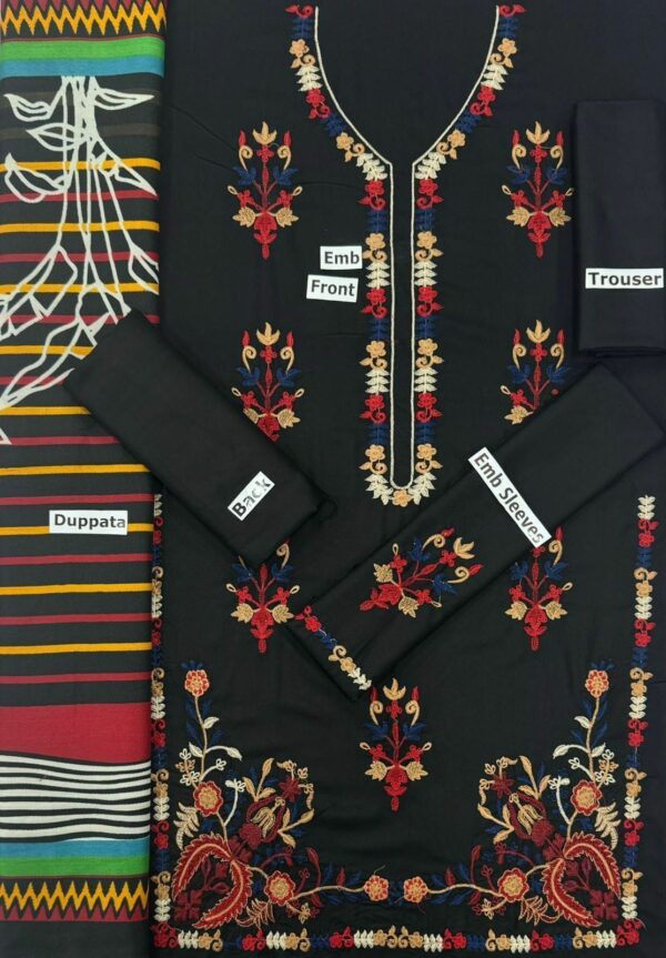 FABRIC DHANAK  WITH WOOL SHAWL 3pcs - Image 2