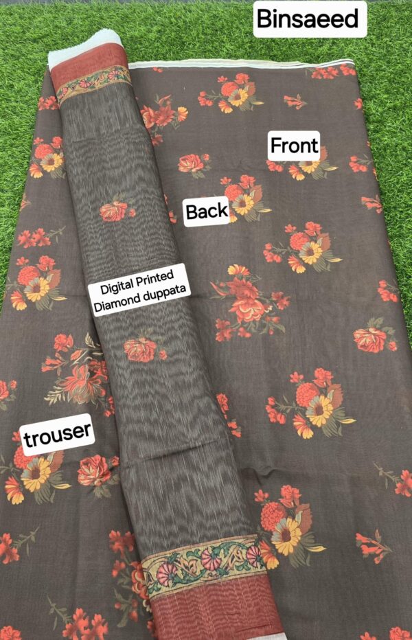 (Bin Saeed Lawn 2025)  3pc    Fabric Lawn - Image 3