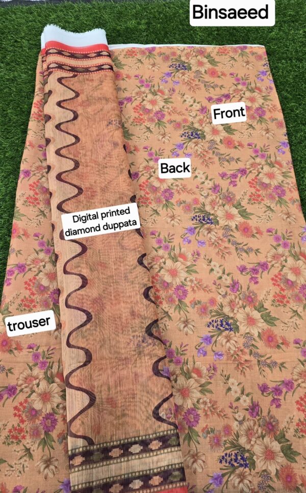 (Bin Saeed Lawn 2025)  3pc    Fabric Lawn - Image 5