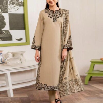 DHANAK EMB 3pc WITH DHANAK EMB DUPPATA  WINTER COLLECTION