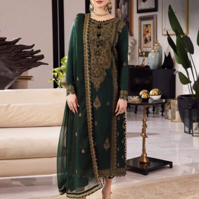DHANAK EMB 3pc WITH DHANAK EMB DUPPATA  WINTER COLLECTION