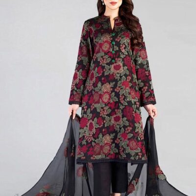 DHANAK EMB 3pc WITH DHANAK EMB DUPPATA   WINTER COLLECTION