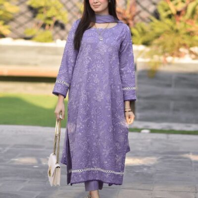 DHANAK EMB 3pc WITH DHANAK EMB DUPPATA   WINTER COLLECTION