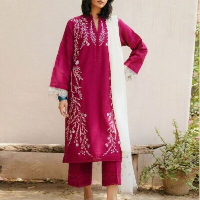 DHANAK EMB 3pc WITH DHANAK EMB DUPPATA WINTER COLLECTION
