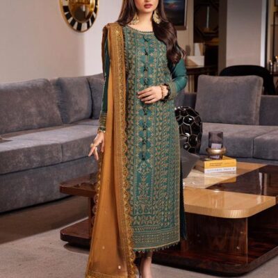 DHANAK EMB 3pc WITH BAMBER EMB DUPPATA     WINTER COLLECTION