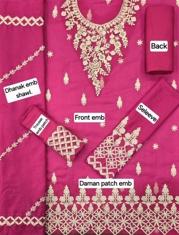 DHANAK EMB 3pc WITH DHANAK EMB DUPPATA   WINTER COLLECTION - Image 2
