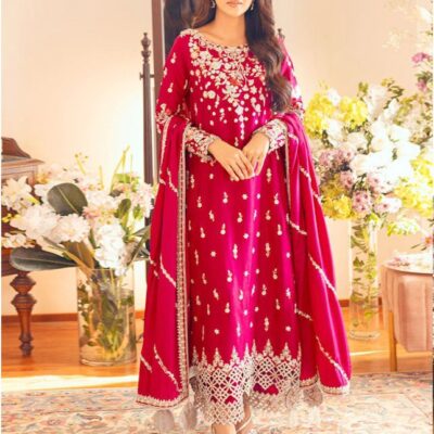 DHANAK EMB 3pc WITH DHANAK EMB DUPPATA   WINTER COLLECTION