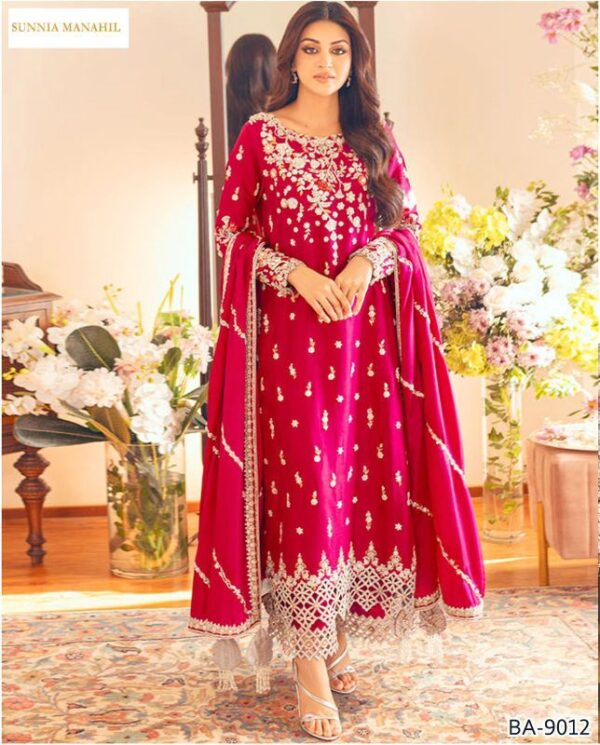 DHANAK EMB 3pc WITH DHANAK EMB DUPPATA   WINTER COLLECTION